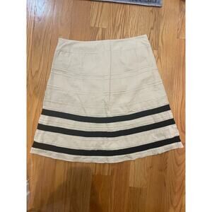LOFT Ann Taylor Black White Stripe Midi Skirt Women Size 8 Minimalist, spring